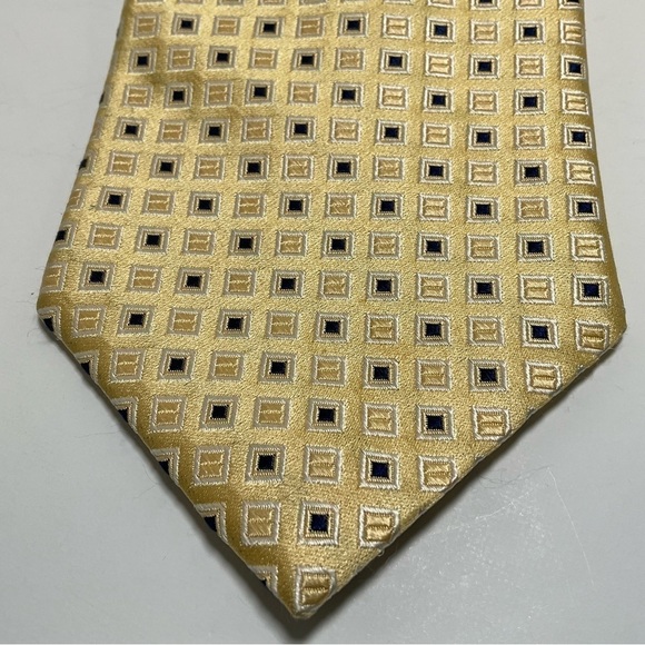 Tommy Hilfiger Silk Tie Yellow Gold Blue Vintage Men’s - Picture 3 of 8